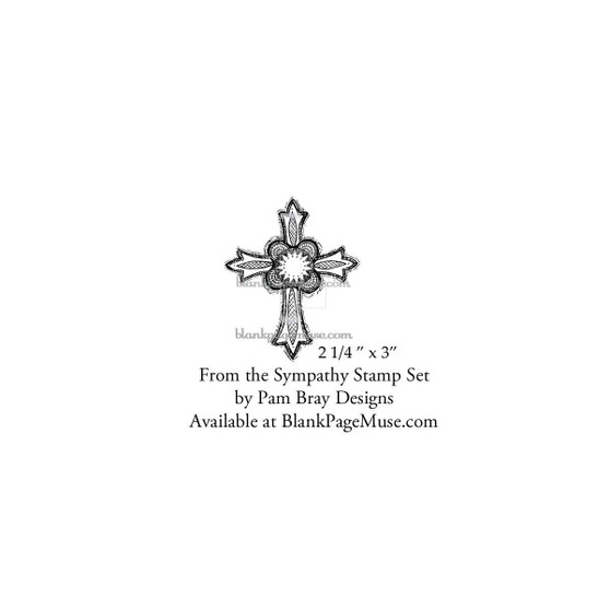 Cross Rubber Stamp Hand Drawn and detailed from Pam Bray Designs 69-08