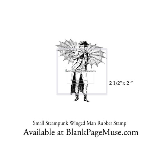 Small Vintage Steampunk Man with Wings Line Art Red Rubber Stamp BPM0203-04 Small Vintage Steampunk Man with Wings Line Art Red Rubber Stamp BPM0203-04