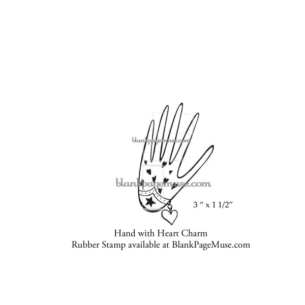 Hand with Hearts and Heart Charm Large Art Rubber Stamp TTS102-01
