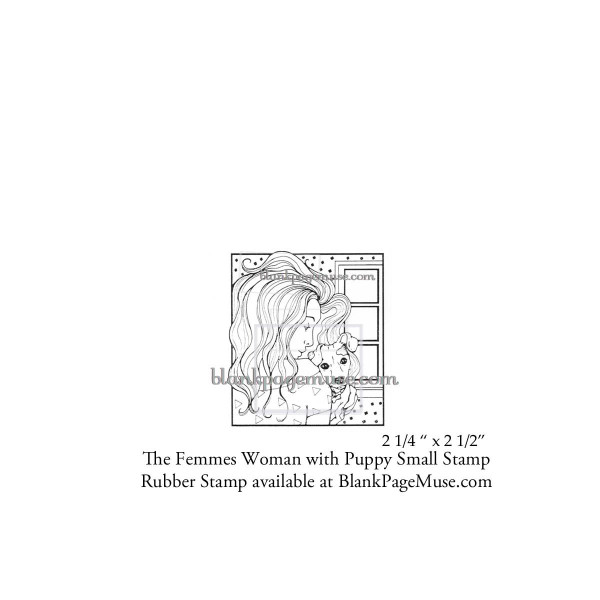 The Femmes Woman snuggling Puppy Small Art Stamp TTS103-02