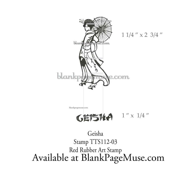 Japanese Geisha with Umbrella and Geisha Word Art Rubber Stamps TTS112-03