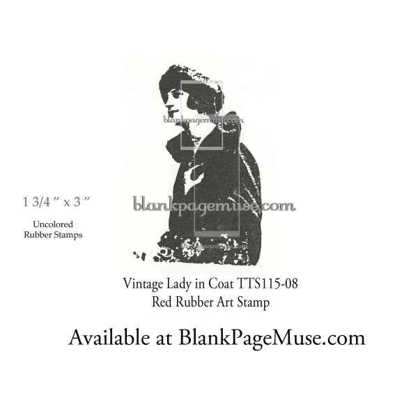 Vintage Lady in Coat Photo Style Art Rubber Stamp TTS115-08