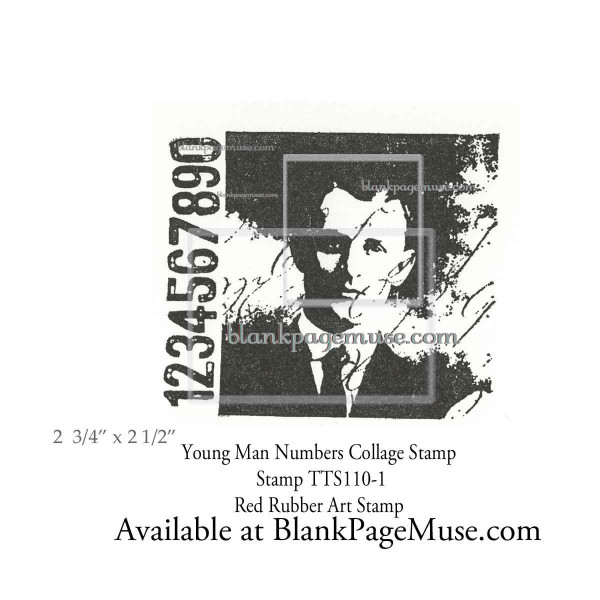 Young Man Numbers Collage Art Rubber Stamp TTS110-01