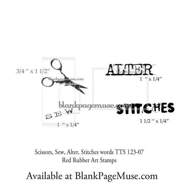 Scissors, Stitches, Alter Sew Words Image Art Rubber Stamps TTS123-07