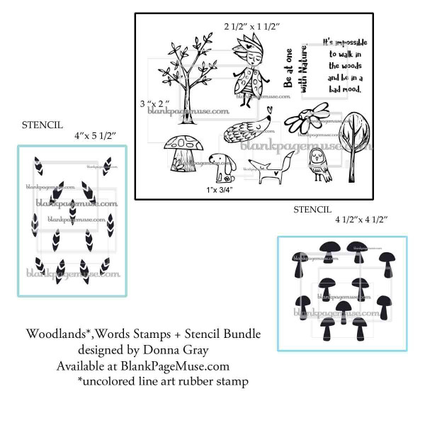 Woodlands Stamps and Stencils Bundle Art Rubber Stamps designed by Donna Gray DGWoodBn