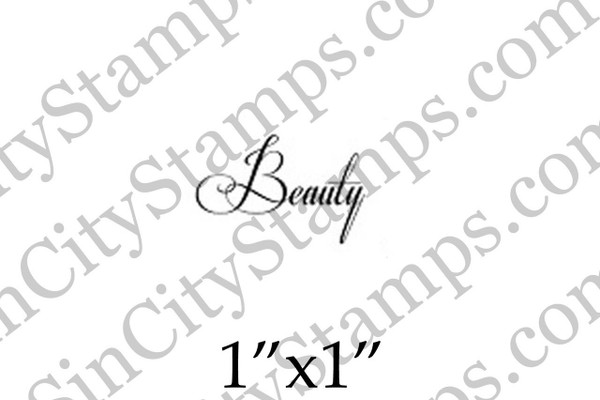 Beauty Word Art Rubber Stamp