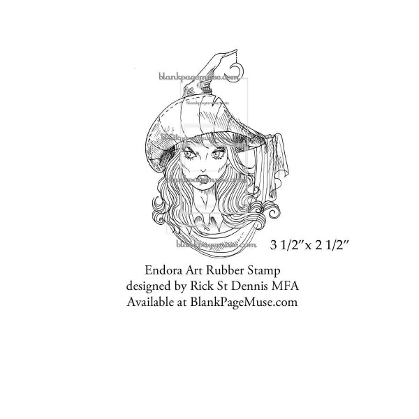 Endora Witch Art Rubber Stamp designed by Rick St Dennis RSDEnd