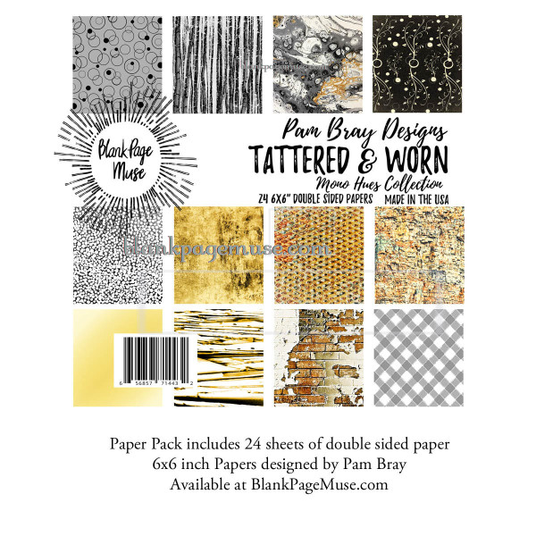 Tattered and Worn 6x6 inch sheets Paper Pack designed by Pam Bray PBpTW