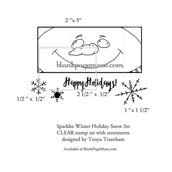 Sparkles Snowman Happy Holidays Label Slimline Mini CLEAR stamp set designed by Tonya Trantham TTcSp