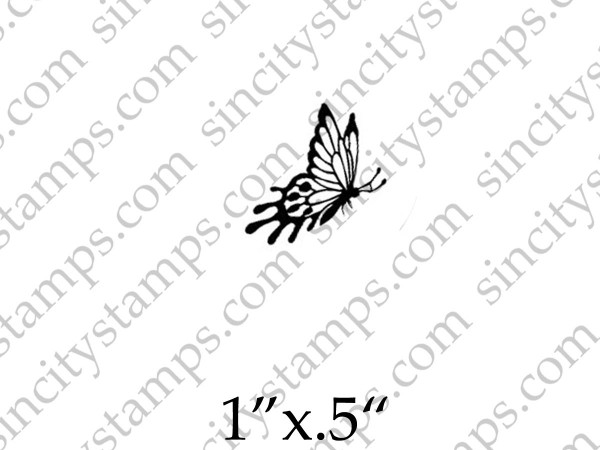 Mini Profile Fancy Butterfly Art Rubber Stamp