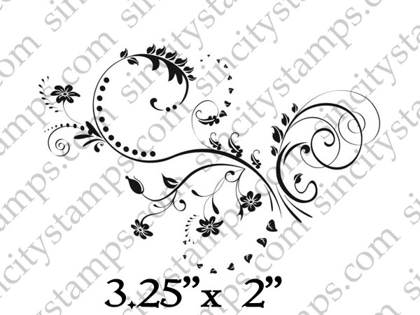 Fancy Curls and Flowers Flourish Art Rubber Stamp by Terri Sproul SC24-4