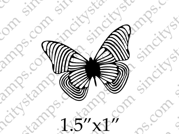Butterfly Zebra Stripes Rubber Stamp by Terri Sproul SC85-17