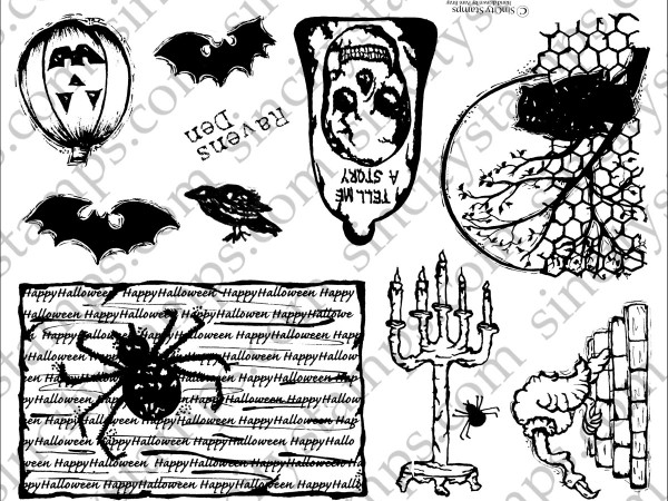 Halloween Collection 2 Art Rubber Stamp Set Sheet by Pam Bray Designs