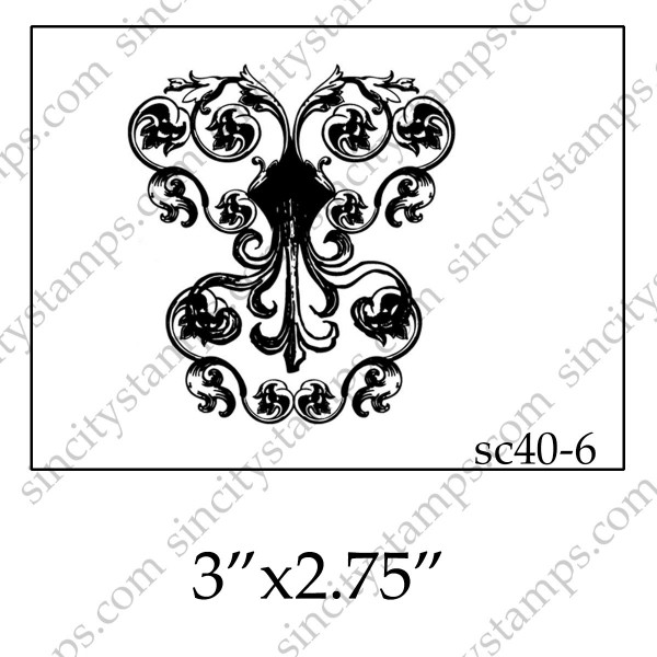 Ornate Metalwork look Art Rubber Stamp SC40-06