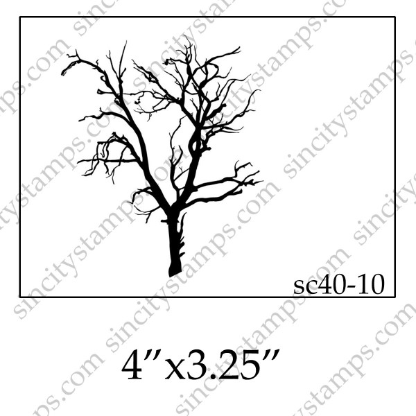 Silhouette style Bare Tree Art Rubber Stamp SC40-10