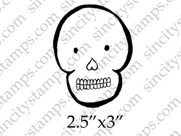 Sugar Skull Plain Day of the Dead Art Rubber Stamp SC52-1