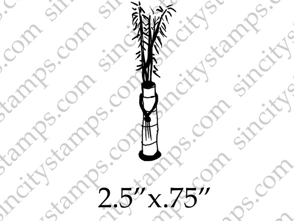 Bamboo Plant Vase Art Rubber Stamp SC54-9