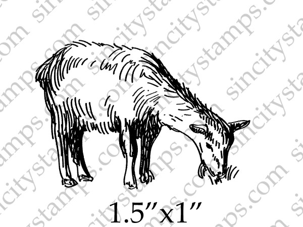 Sheep Grazing Sketch style Rubber Stamp SC104-8