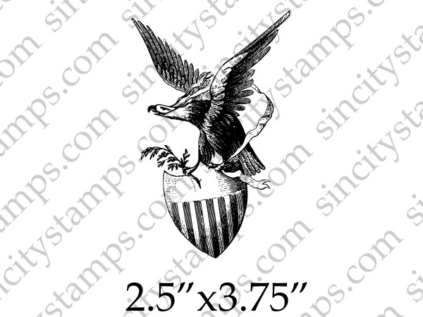 Eagle Wings up on Shield Rubber Stamp SC106-6