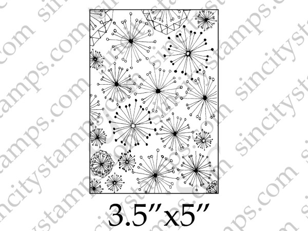 Dandelion Bursts Background Nature Art Rubber Stamp SC84-1 by Michelle Frae Cummings