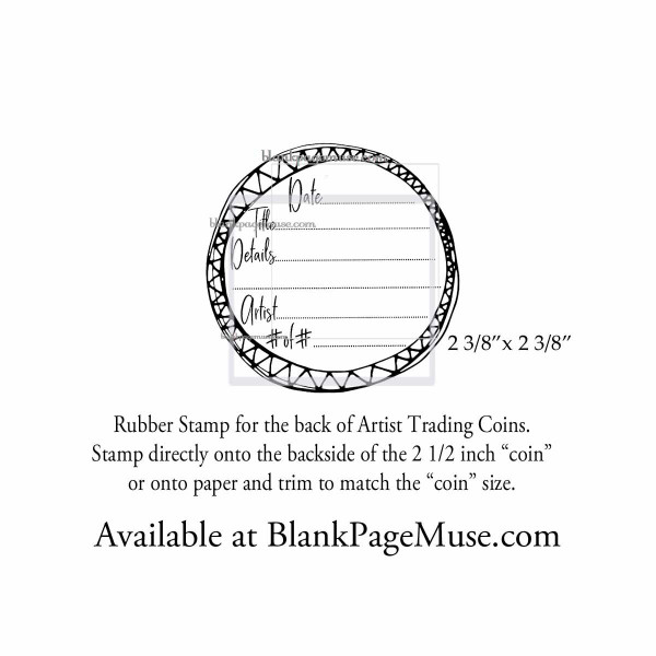 Rubber Stamp for Artist Trading Coins AT Coins to add the Title Date Artist Information Scribbled Circles