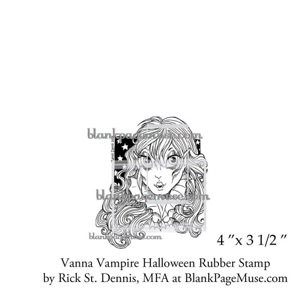 Vanna Vampire Halloween Line Art Rubber Stamp Rick St Dennis RSDIBFS003-04