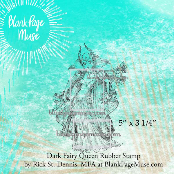 Dark Fairy Queen Line Art Rubber Stamp Rick St Dennis RSDIBFS011-04