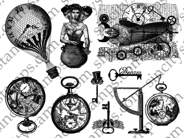 Steampunkd Rubber Stamp Set