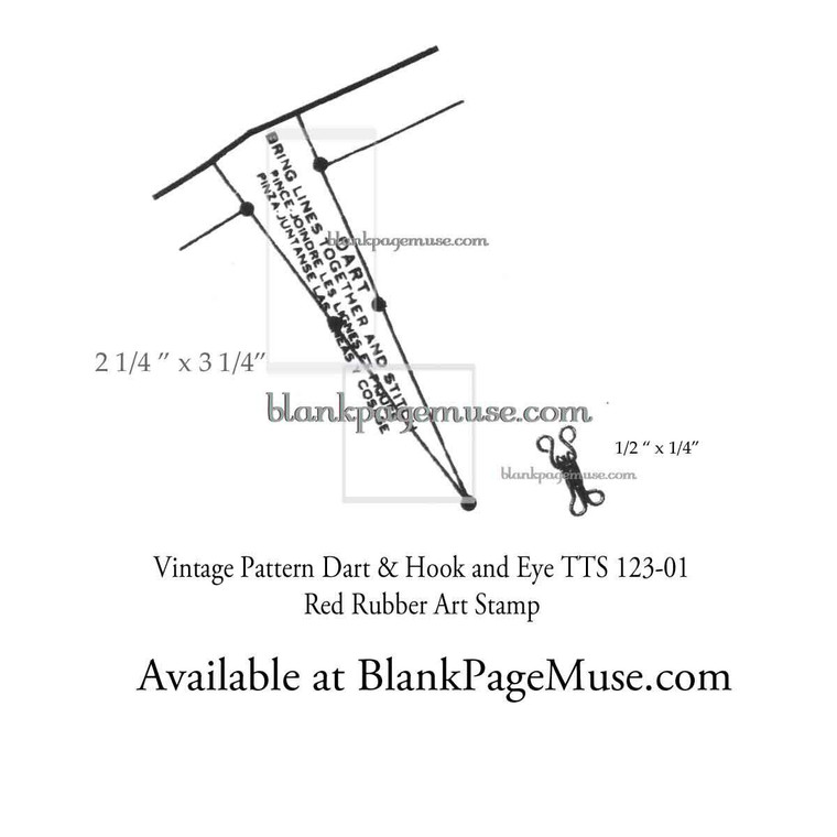 Vintage Pattern Dart and Hook and Eye Art Rubber Stamp TTS123-01