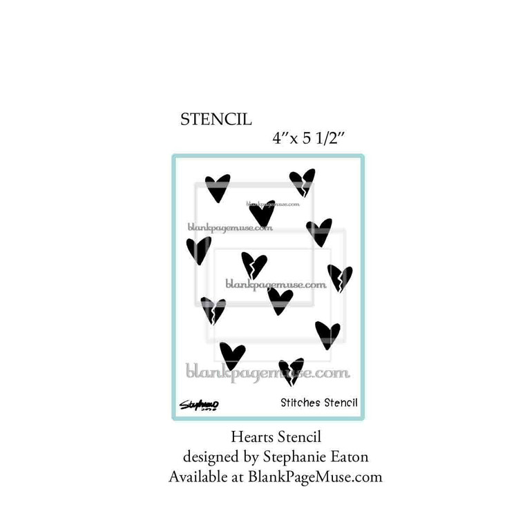 Hearts and Broken Hearts Stencil designed by Stephanie Eaton SEHeartSt