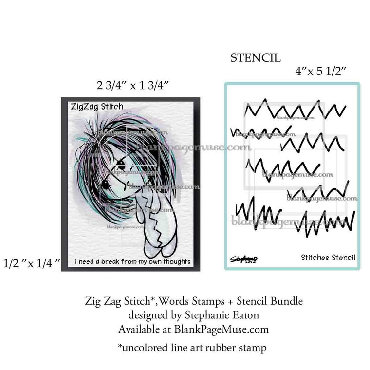 Zig Zag Stitches I need a break Stencil Bundle designed by Stephanie Eaton SEZigBn