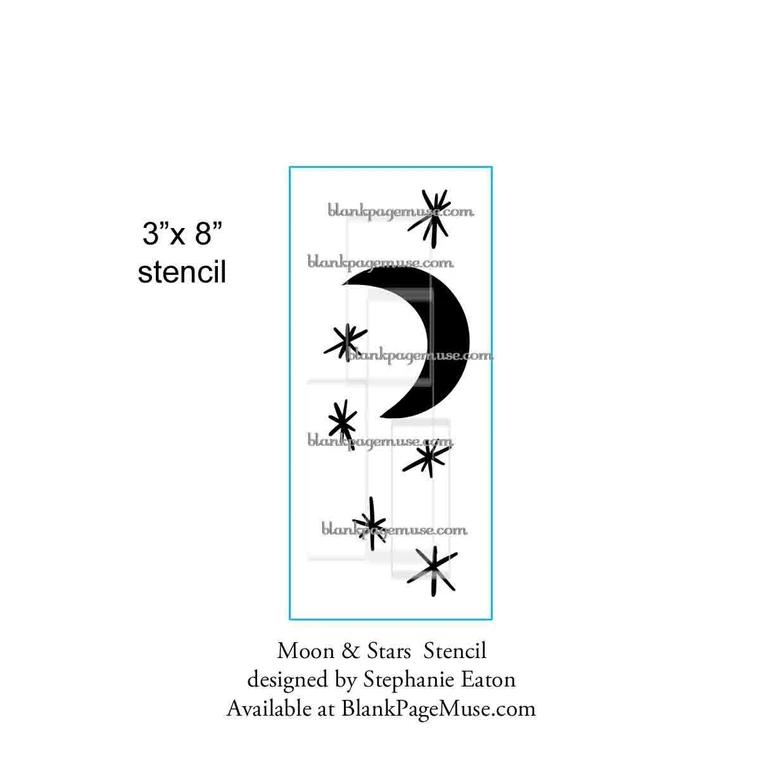 Celestial Moon and Stars Mixed Media Stencil designed by Stephanie Eaton SEStMoon