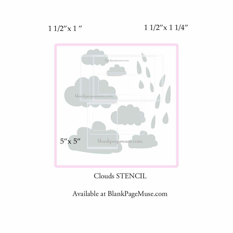 Clouds and Drops 5x5 inch Mixed Media Stencil BPMStClouds