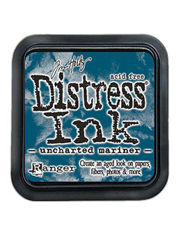 Tim Holtz Distress Ink Pad - Uncharted Mariner blue (789541081876) made by Ranger Ink use on cards, art journals, art tags, stamping, use to age photos and more