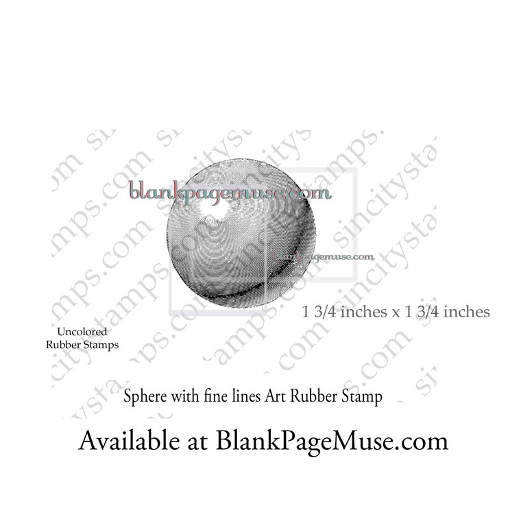 round ball shaped sphere with fine lines rubber stamp