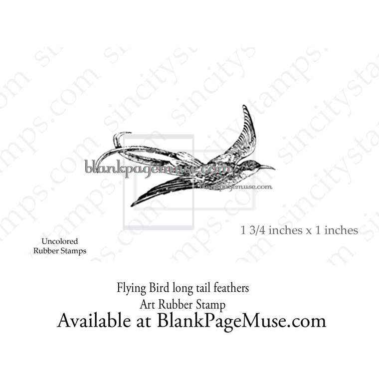 Flying Bird long tail feathers nature rubber stamp SC0068-09