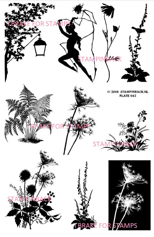 Mostly Florals art rubber stamps SB042