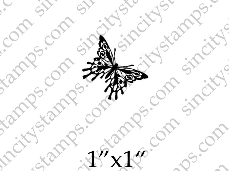 Mini Fancy Butterfly Art Rubber Stamp