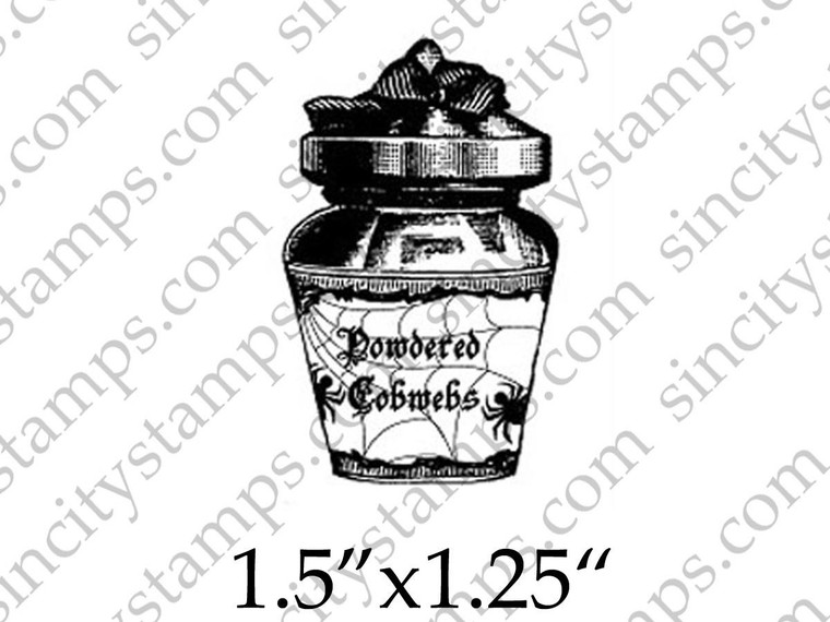 Powdered Cobwebs Pot Halloween Art Rubber Stamp