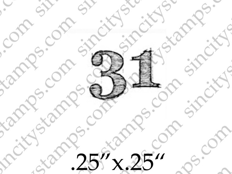 31 number Halloween Rubber Stamp