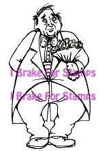 Hopeful Harry Senior man with bouquet Humorous Senior rubber stamp