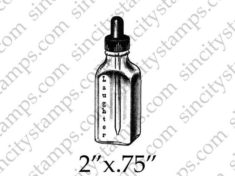 Laughter Medicine Dropper Bottle Rubber Stamp