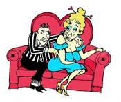 Milton and Marge on Sofa Humorous Senior rubber stamp
