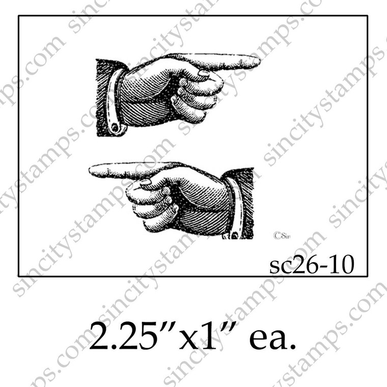 Olde Tyme Hands pointing Left and Right Rubber Stamp