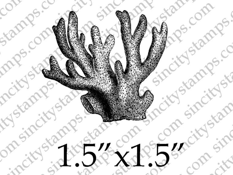 Coral small Art Rubber Stamp