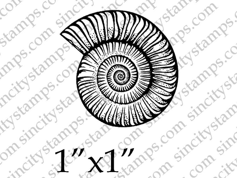 Spiral Snail Shell Art Rubber Stamp