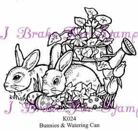 Bunnies & Watering Can