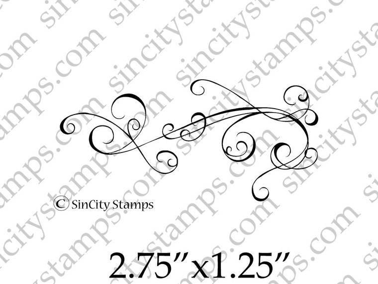 Simple Line Flourish Rubber Stamp