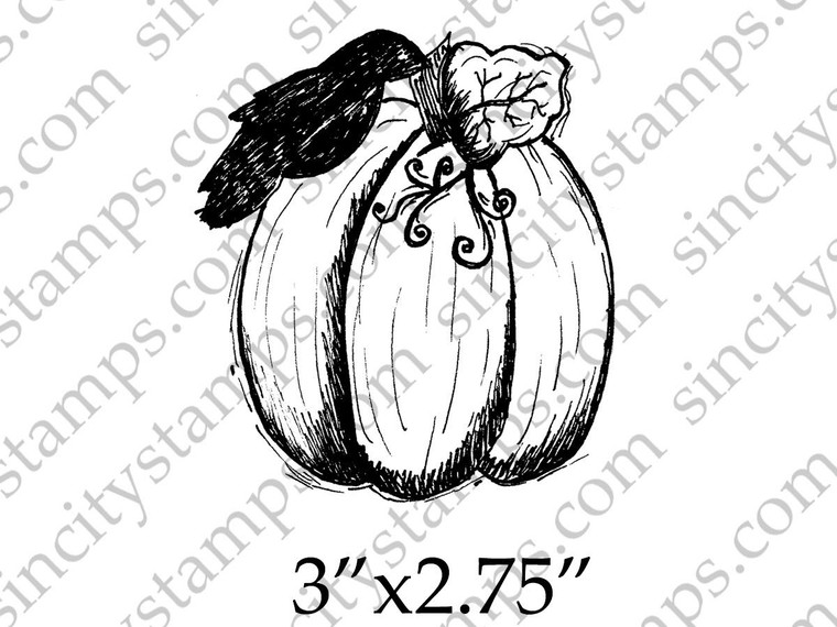 Pumpkin Art Rubber Stamp by Pam Bray Designs