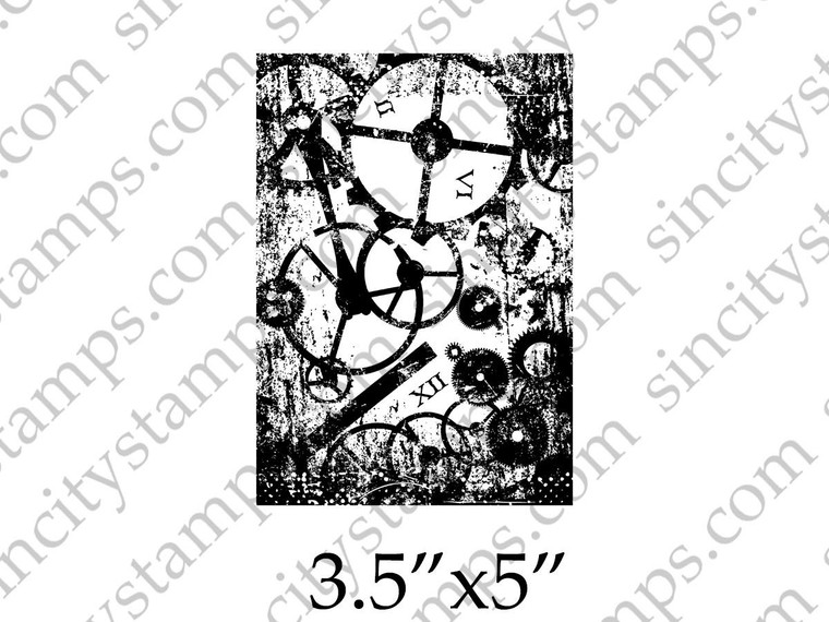Cogs and Gears Steampunk Background Rubber Stamp